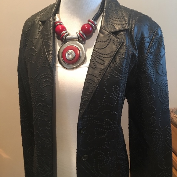 B & J Black Leather Jacket - Picture 2 of 5